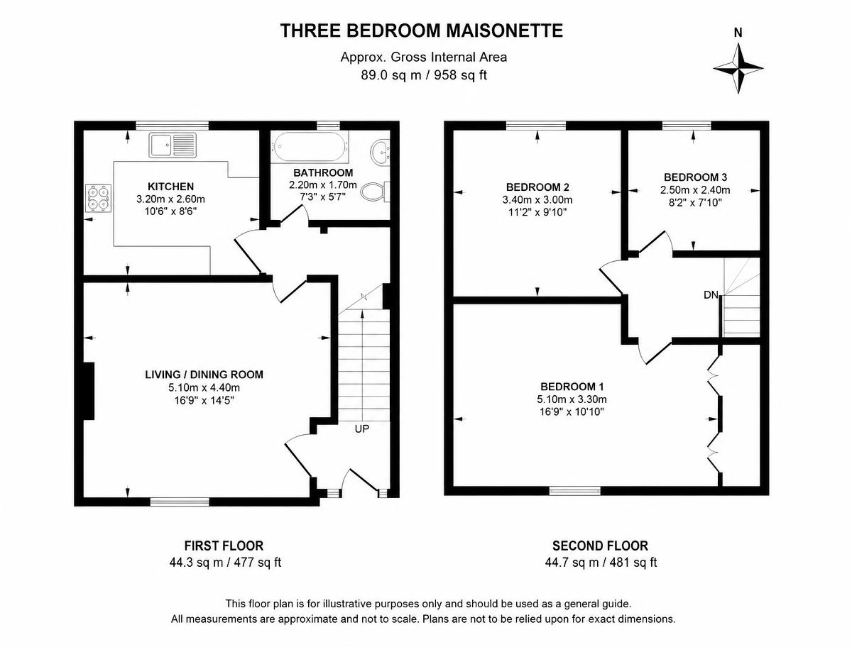 Floor plan of the maisonette at Lancaster Road, Notting Hill, London