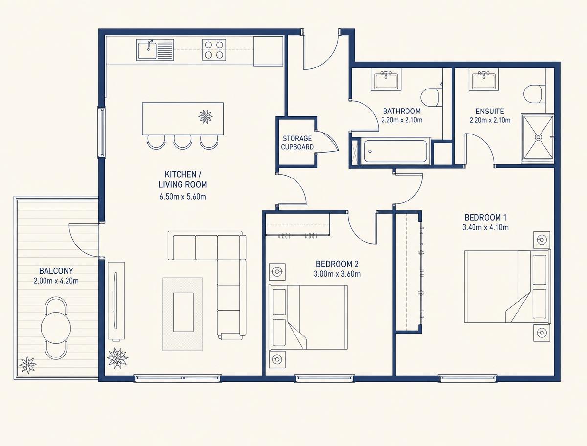 Floor plan of the apartment at West India Quay, Canary Wharf, London
